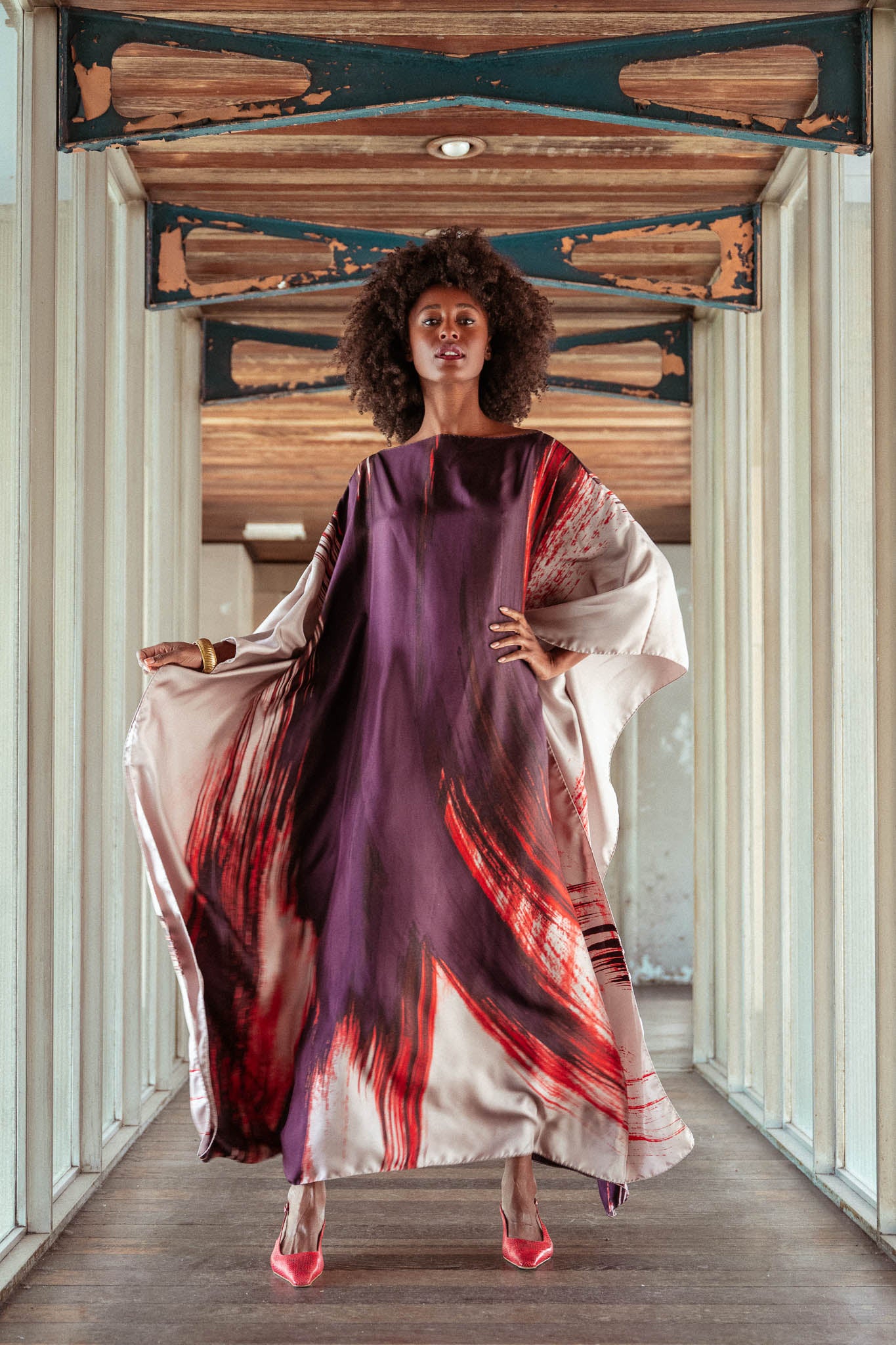 LEILA silk kaftan dress