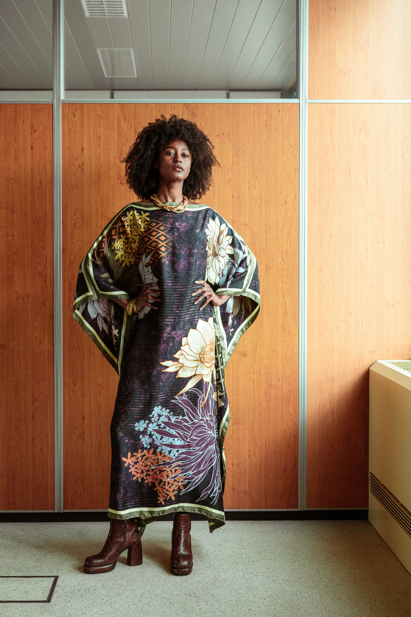LEONARD silk kaftan dress