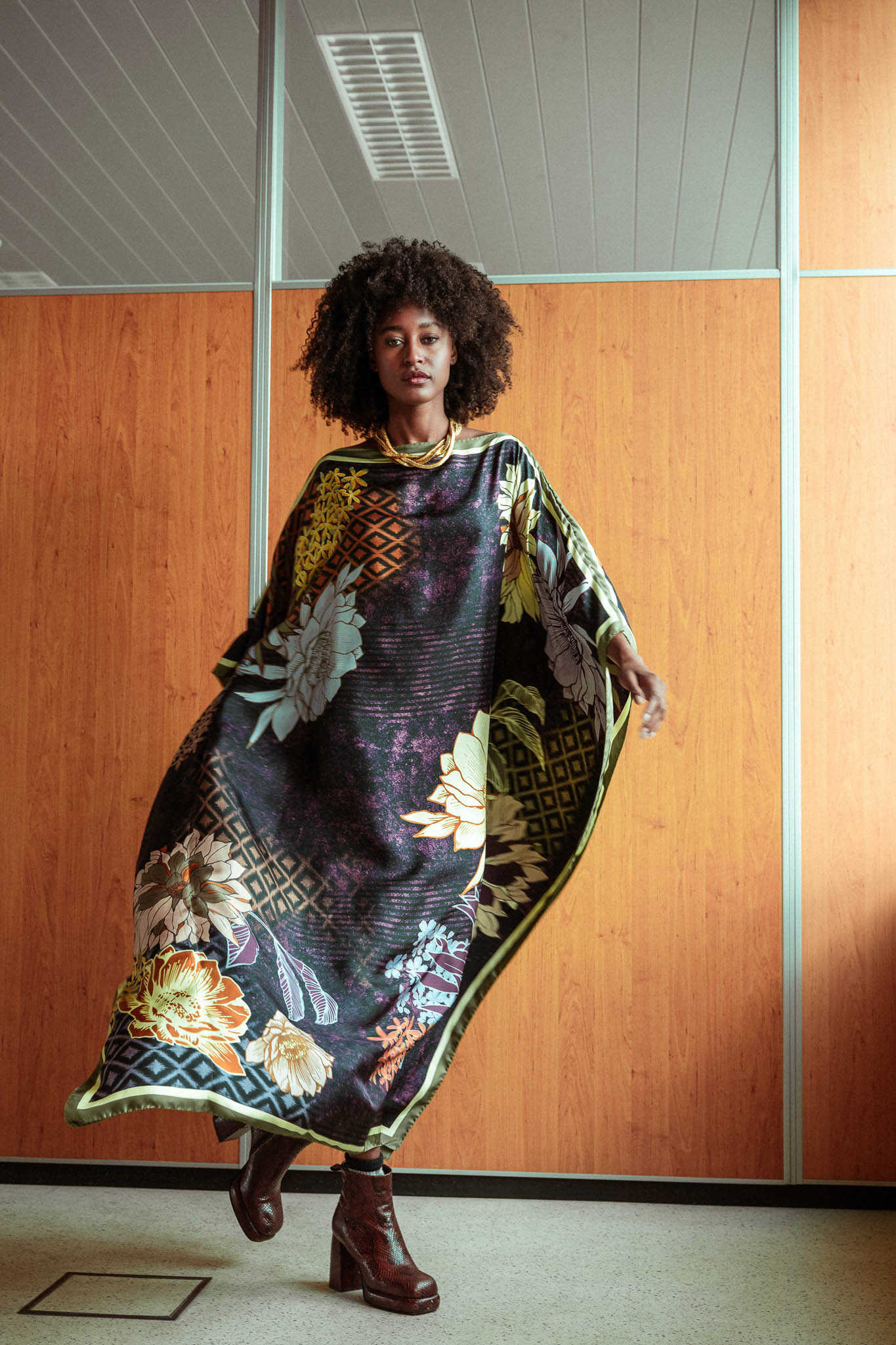 LEONARD silk kaftan dress