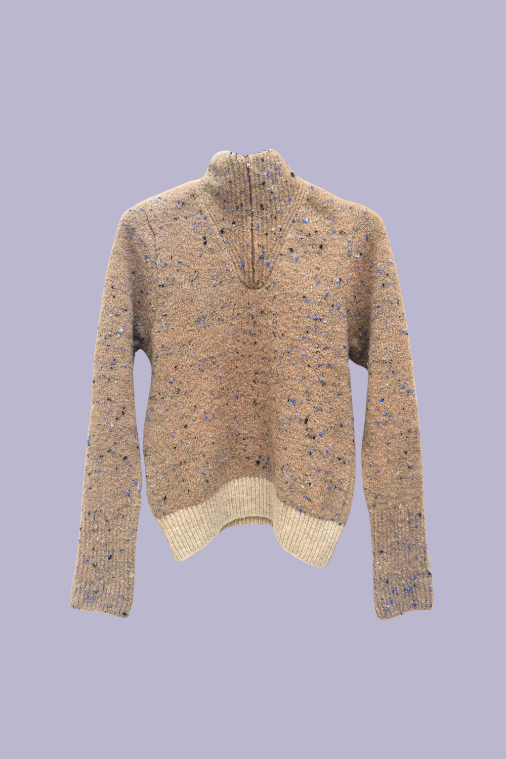 OLIVERA zip-up sweater — Beige