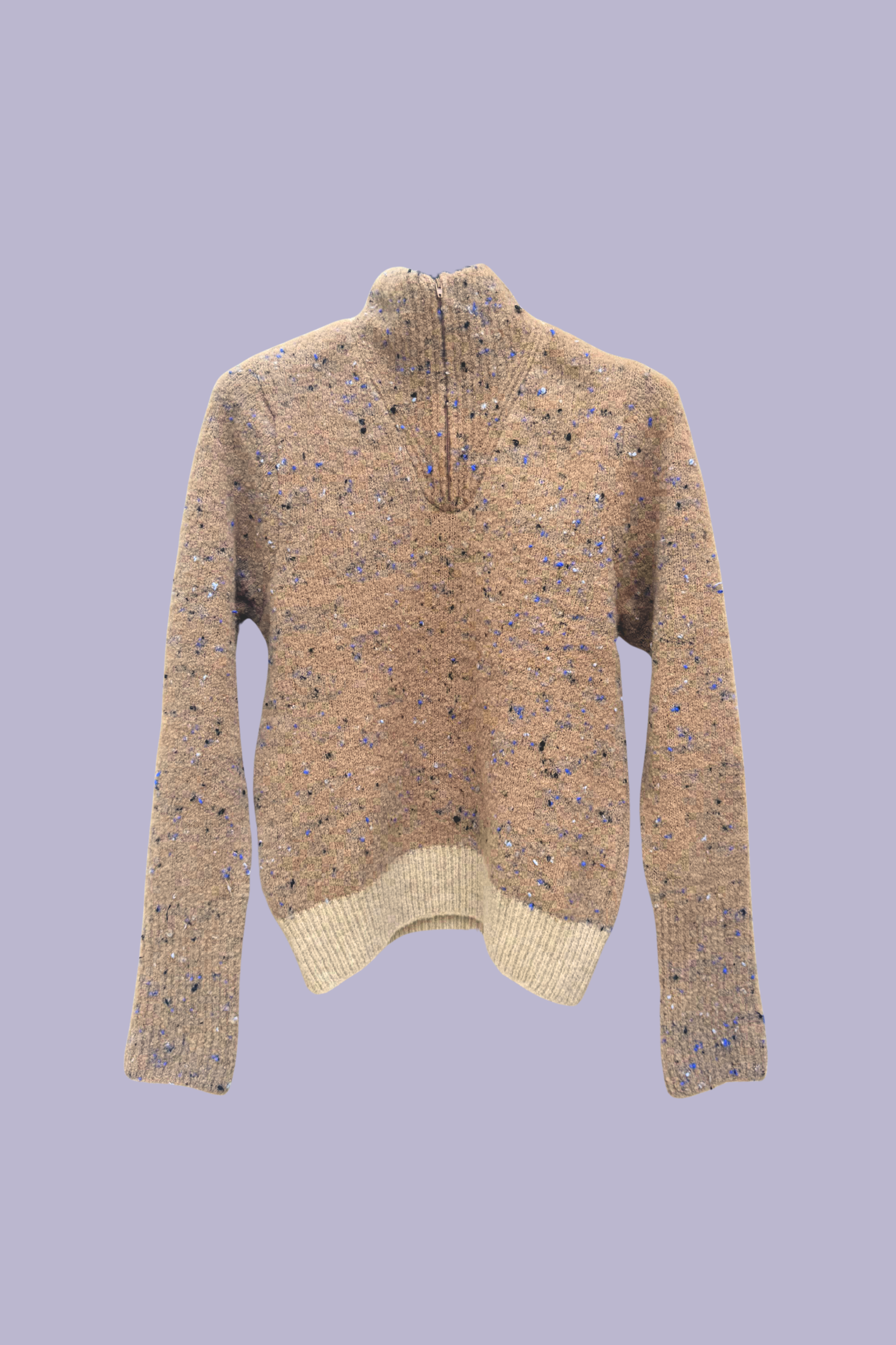 OLIVERA zip-up sweater — Beige