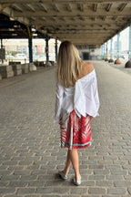 Amber rood zijden rok - Upcycled