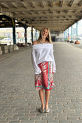 Amber Red silk skirt - Upcycled