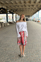 Amber rood zijden rok - Upcycled