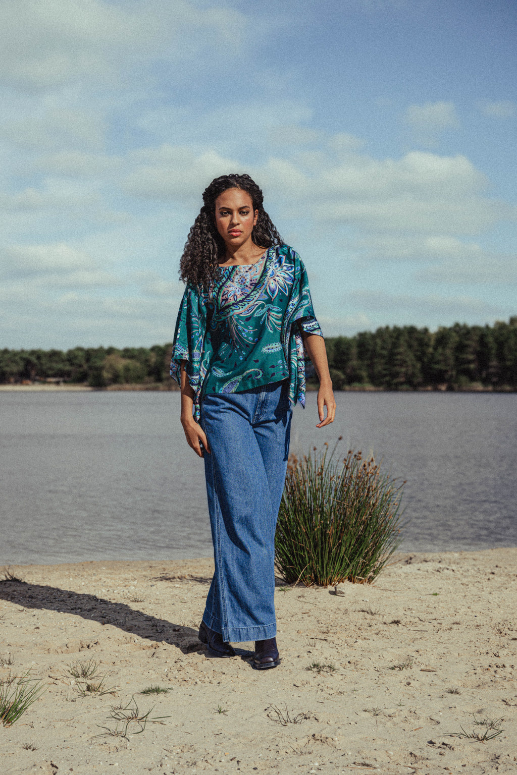 MILA silk kimono blouse