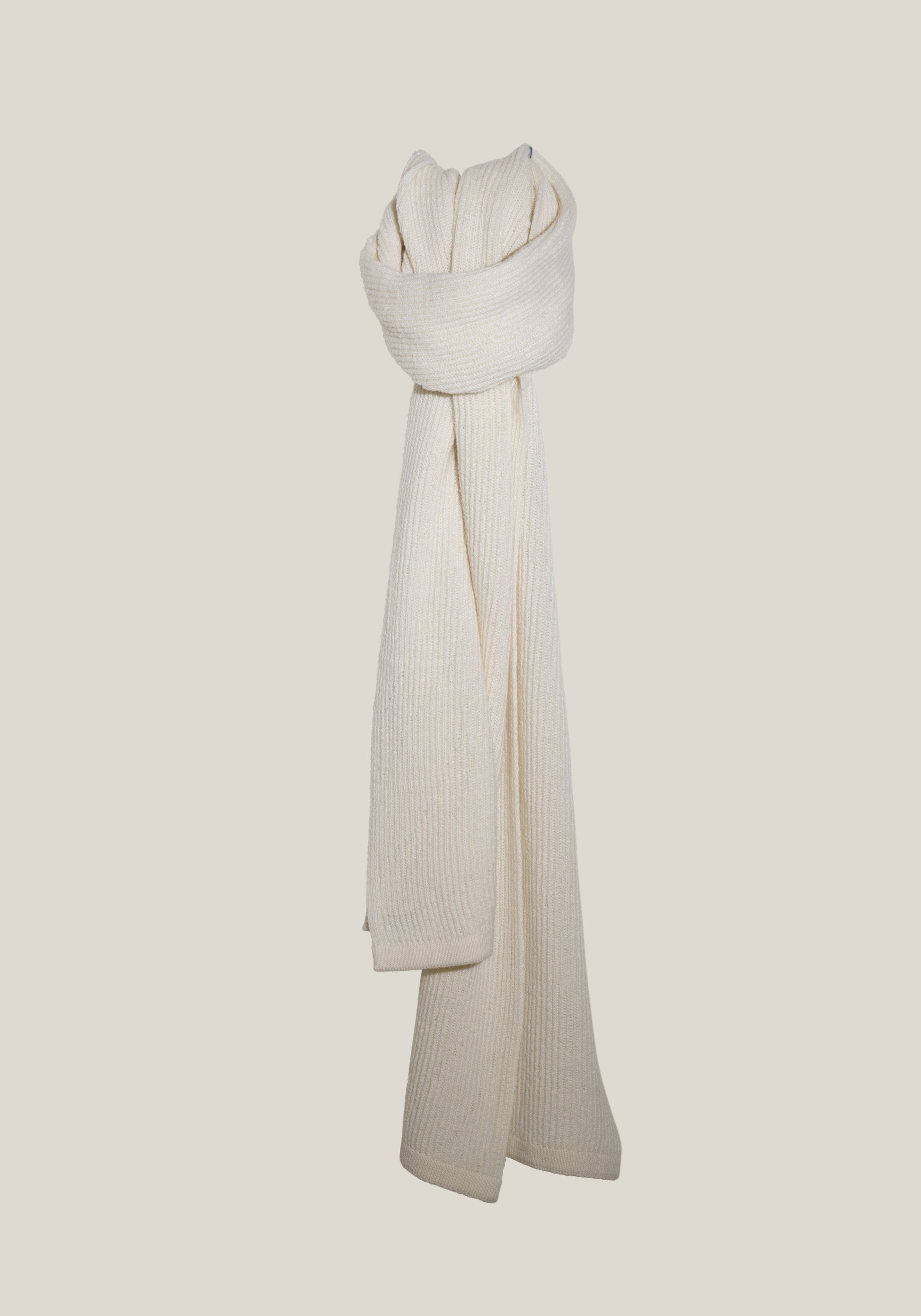 Wool long scarf with white-white pattern
