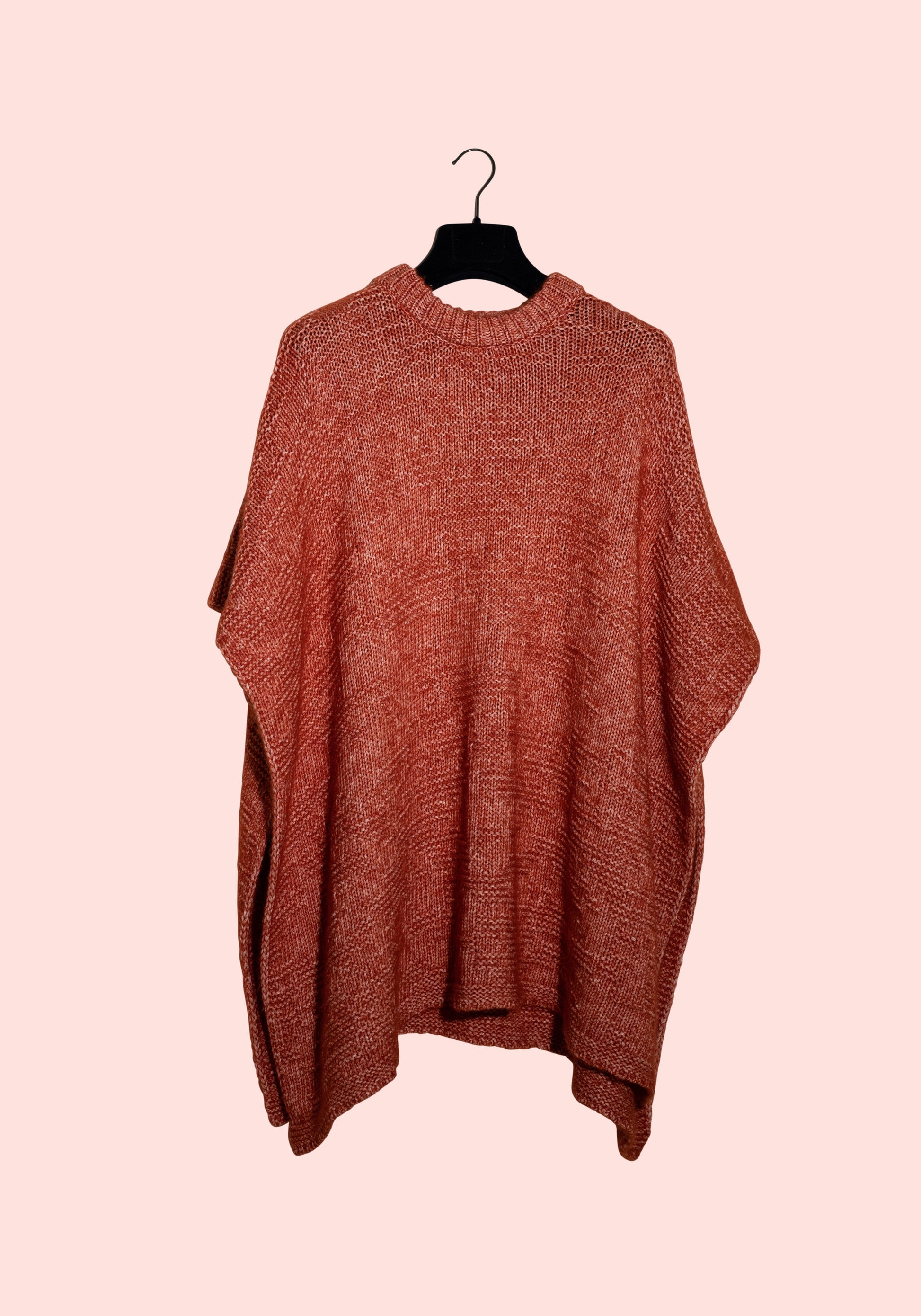 Wool knitted orange poncho